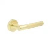 JV852SB Frelan Hardware Jedo 'Venice' Lever Handles on Round Rose - Satin Brass