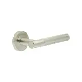 JV852SN Frelan Hardware Jedo 'Venice' Lever Handles on Round Rose - Satin Nickel