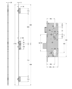 Click Here To Enlarge This Photo Of L23473 - WINKHAUS AV2 Auto Locking Latch & Deadbolt Multipoint Lock - 2 Hook - 45/92 - RH - 20mm Radius Faceplate (2559721)