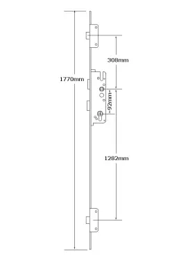 Click Here To Enlarge This Photo Of L24332 - GU Secury A2 1770 Auto-Locking Latch & Deadbolt Single Spindle Multipoint Lock - 2 Deadlocks - 35/92 - 20mm Radius Faceplate (6-37298-21-0-1)