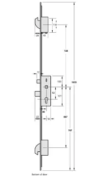 Click Here To Enlarge This Photo Of L35184 - ERA Latch & Deadbolt Split Spindle Multipoint Lock - 2 Large Hooks - 45/92 - 20mm Radius Faceplate (5945-609-79ZA)