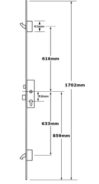 Click Here To Enlarge This Photo Of L35185 - ERA Latch & Deadbolt Split Spindle Multipoint Lock - 2 Small Hooks - 35/92 - 16mm Radius Faceplate (6335-047-85ZA)