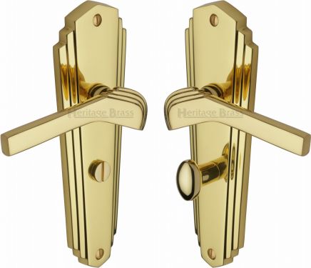 Click Here To Enlarge This Photo Of WAL6530-PB Heritage Brass Door Handle For Bathroom Waldorf Design Polished Brass Finish