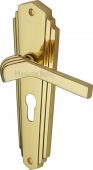 WAL6548-PB Heritage Brass Door Handle For Euro Profile Plate Waldorf Design Polished Brass Finish