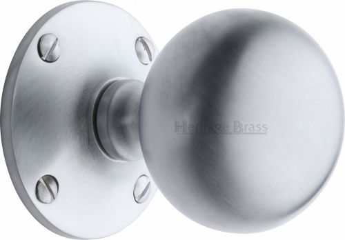 Click Here To Enlarge This Photo Of WES970-SC Heritage Brass Mortice Knob Westminster Design Satin Chrome Finish