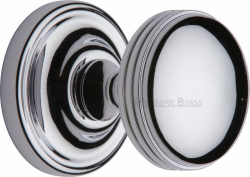 Click Here To Enlarge This Photo Of WHI6429-PC Heritage Brass Mortice Knob on Rose Whitehall Design Polished Chrome Finish