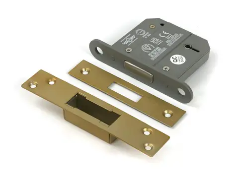 Click Here To Enlarge This Photo Of 51419 From the Anvil Satin Brass 3" 5 Lever British Standard Deadlock