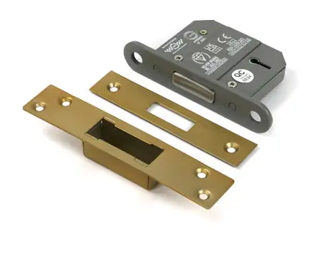 Click Here To Enlarge This Photo Of 51429 From the Anvil Satin Brass 2.5" 5 Lever British Standard Deadlock (Keyed Alike)