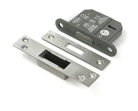 Click Here To Enlarge This Photo Of 51432 From the Anvil Satin Chrome 2.5" 5 Lever British Standard Deadlock (Keyed Alike)