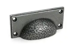 52157 From the Anvil Pewter Hammered Art Deco Drawer Pull