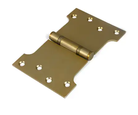 Click Here To Enlarge This Photo Of 51820 From the Anvil Satin Brass 4" x 4" x 6" Parliament Hinge (pair) ss