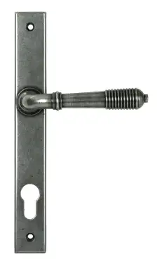 Click Here To Enlarge This Photo Of 52081 From the Anvil Pewter Reeded Slimline Lever Espag. Lock Set