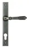 52081 From the Anvil Pewter Reeded Slimline Lever Espag. Lock Set