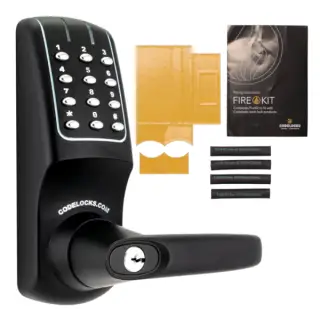 Codelocks CL5010 BK FKP FIRE RATED Heavy Duty Electronic Digital Lock with 60mm Tubular Latch & Hold Open Function - Black