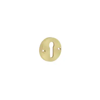 JV866SB Frelan Hardware Jedo Contemporary Satin Brass Escutcheons for Mortice Knobs