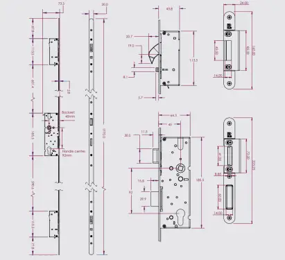 Click Here To Enlarge This Photo Of RMP3.1720.45.SSS.SET - Rutland FRONTIER Collection Universal Multipoint Auto-Lock 45mm Backset