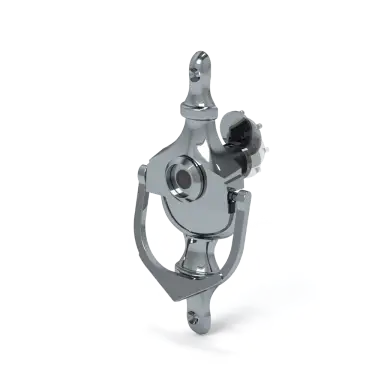 Click Here To Enlarge This Photo Of RH.DKDV.PNP - Rutland FRONTIER Collection Urn Style Door Knocker with Fire Rated Door Viewer - Polished Nickel Plated