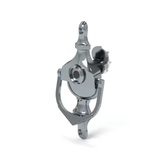RH.DKDV.PNP - Rutland FRONTIER Collection Urn Style Door Knocker with Fire Rated Door Viewer - Polished Nickel Plated