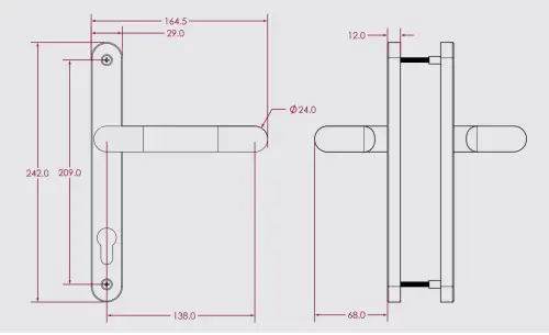 Click Here To Enlarge This Photo Of RH.RLB.WH - Rutland FRONTIER Collection 92mm Multipoint Lock Handle (SS304) White Powder Coated