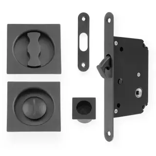AW111RDBZPVD - Alexander & Wilks Radius Sliding Door Lock Set (Square Roses)  - Dark Bronze PVD