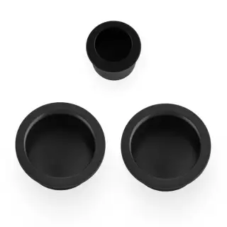 AW994BL - Alexander & Wilks Sliding Door Flush Pull Set (Round) -  Black