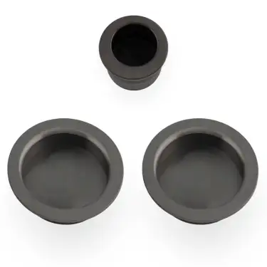 Click Here To Enlarge This Photo Of AW994DBZPVD - Alexander & Wilks Sliding Door Flush Pull Set (Round) -  Dark Bronze PVD