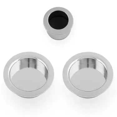 Click Here To Enlarge This Photo Of AW994PC - Alexander & Wilks Sliding Door Flush Pull Set (Round) -  Polished Chrome