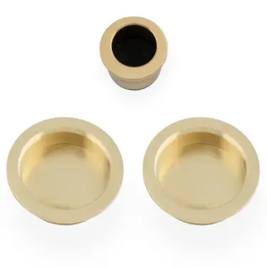 Click Here To Enlarge This Photo Of AW994SBPVD - Alexander & Wilks Sliding Door Flush Pull Set (Round) -  Satin Brass PVD
