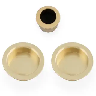 AW994SBPVD - Alexander & Wilks Sliding Door Flush Pull Set (Round) -  Satin Brass PVD