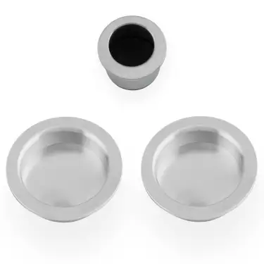 Click Here To Enlarge This Photo Of AW994SC - Alexander & Wilks Sliding Door Flush Pull Set (Round) -  Satin Chrome