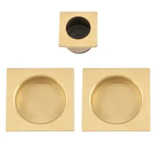AW995SBPVD - Alexander & Wilks Sliding Door Flush Pull Set (Square) -  Satin Brass PVD