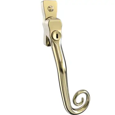Click Here To Enlarge This Photo Of CB700162 - Mila Heritage Monkey Tail Window Espag Handle (Right Hand) - Polished Gold
