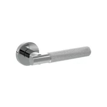 Click Here To Enlarge This Photo Of Atlantic - SPR170PC Senza Pari 'Rosarno' Knurled Lever Door Handle on Minimal Round Rose - Polished Chrome