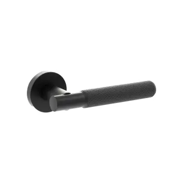 Click Here To Enlarge This Photo Of Atlantic - SPR170MB Senza Pari 'Rosarno' Knurled Lever Door Handle on Minimal Round Rose - Matt Black