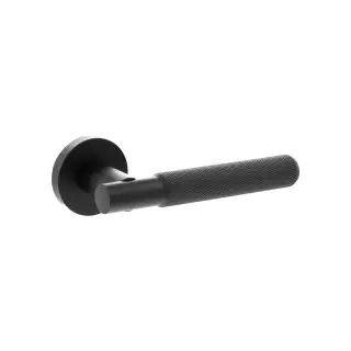 Atlantic - SPR170MB Senza Pari 'Rosarno' Knurled Lever Door Handle on Minimal Round Rose - Matt Black