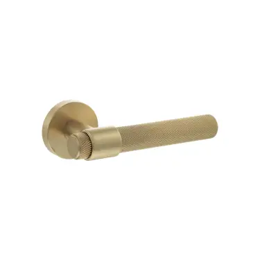 Click Here To Enlarge This Photo Of Atlantic - SPR160SB Senza Pari 'Andretta' Knurled Lever Door Handle on Minimal Round Rose - Satin Brass