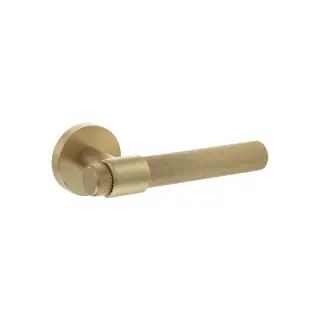 Atlantic - SPR160SB Senza Pari 'Andretta' Knurled Lever Door Handle on Minimal Round Rose - Satin Brass
