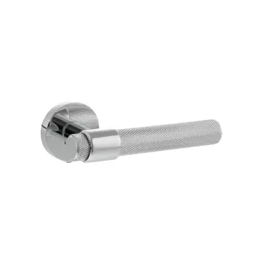 Click Here To Enlarge This Photo Of Atlantic - SPR160PC Senza Pari 'Andretta' Knurled Lever Door Handle on Minimal Round Rose - Polished Chrome