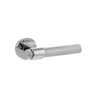 Atlantic - SPR160PC Senza Pari 'Andretta' Knurled Lever Door Handle on Minimal Round Rose - Polished Chrome
