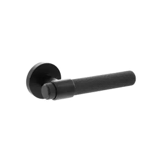 Atlantic - SPR160MB Senza Pari 'Andretta' Knurled Lever Door Handle on Minimal Round Rose - Matt Black