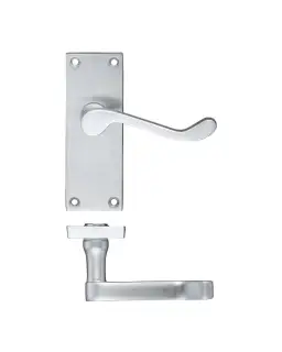 PR022SC - Zoo Hardware Project Victorian Scroll Lever on Latch Backplate (114mm x 40mm) Satin Chrome