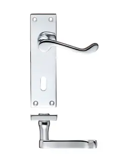 PR021CP - Zoo Hardware Project Victorian Scroll Lever on Lock Backplate (150mm x 40mm) Polished Chrome