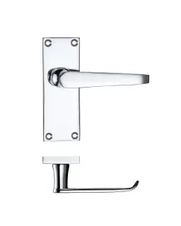 PR042CP - Zoo Hardware Project Victorian Flat Lever on Latch Backplate (114mm x 40mm) Polished Chrome