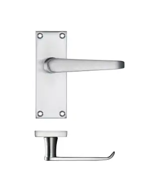 Click Here To Enlarge This Photo Of PR042SC - Zoo Hardware Project Victorian Flat Lever on Latch Backplate (114mm x 40mm) Satin Chrome
