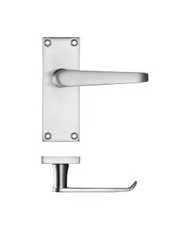 PR042SC - Zoo Hardware Project Victorian Flat Lever on Latch Backplate (114mm x 40mm) Satin Chrome