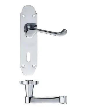 Click Here To Enlarge This Photo Of PR011CP - Zoo Hardware Project Oxford Lever on Lock Backplate (168mm x 42mm) Polished Chrome