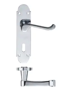 PR011CP - Zoo Hardware Project Oxford Lever on Lock Backplate (168mm x 42mm) Polished Chrome