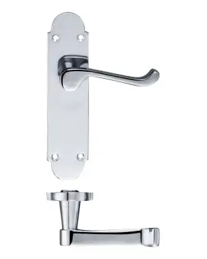 Click Here To Enlarge This Photo Of PR012CP - Zoo Hardware Project Oxford Lever on Latch Backplate (168mm x 42mm) Polished Chrome