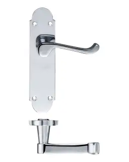 PR012CP - Zoo Hardware Project Oxford Lever on Latch Backplate (168mm x 42mm) Polished Chrome
