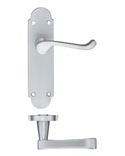 PR012SC - Zoo Hardware Project Oxford Lever on Latch Backplate (168mm x 42mm) Satin Chrome